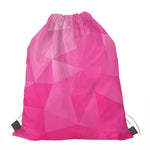 Pink Polygonal Geometric Print Drawstring Bag