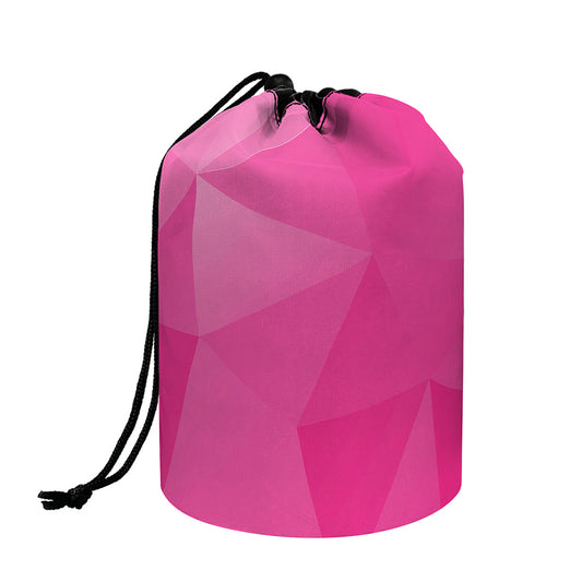 Pink Polygonal Geometric Print Drawstring Makeup Bag