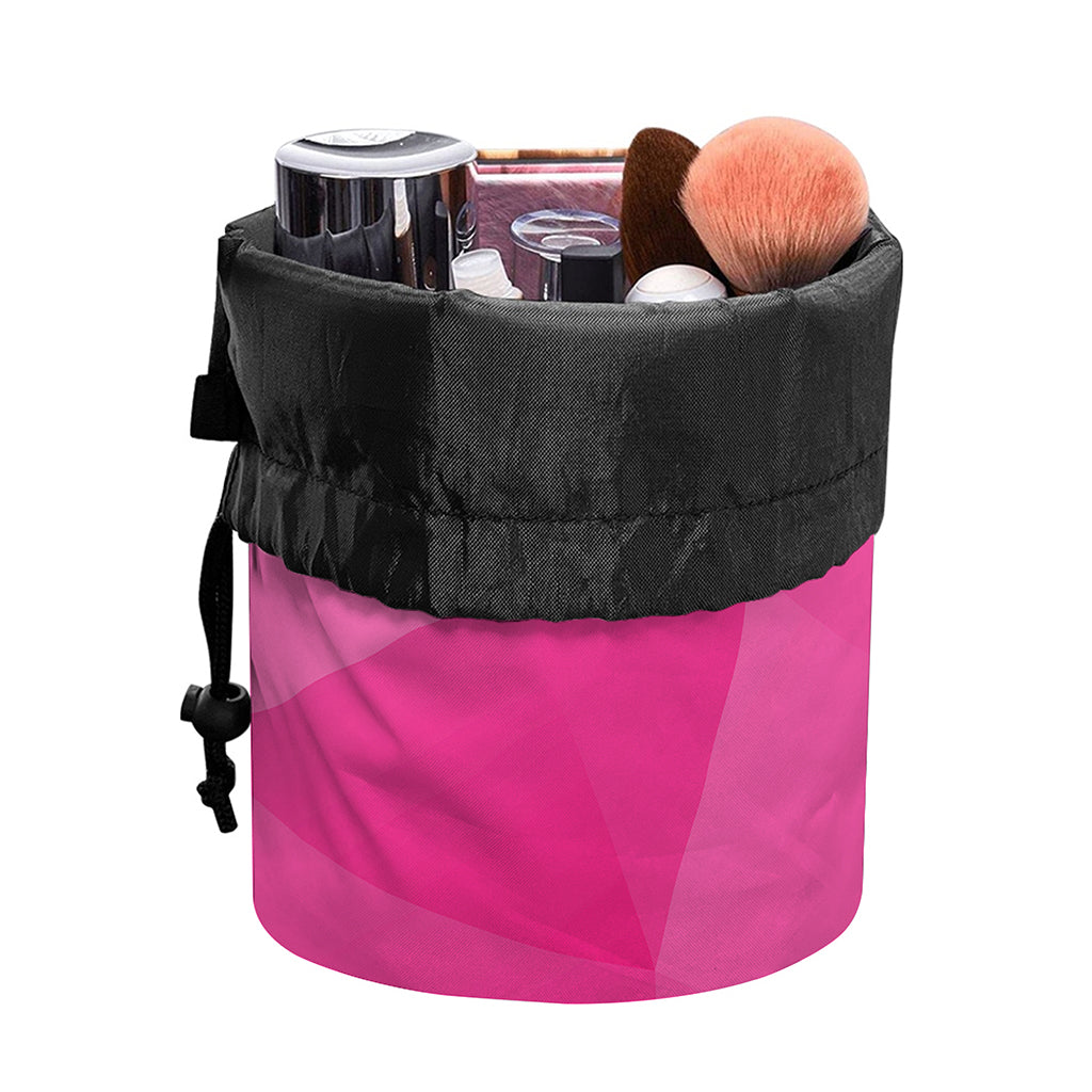 Pink Polygonal Geometric Print Drawstring Makeup Bag