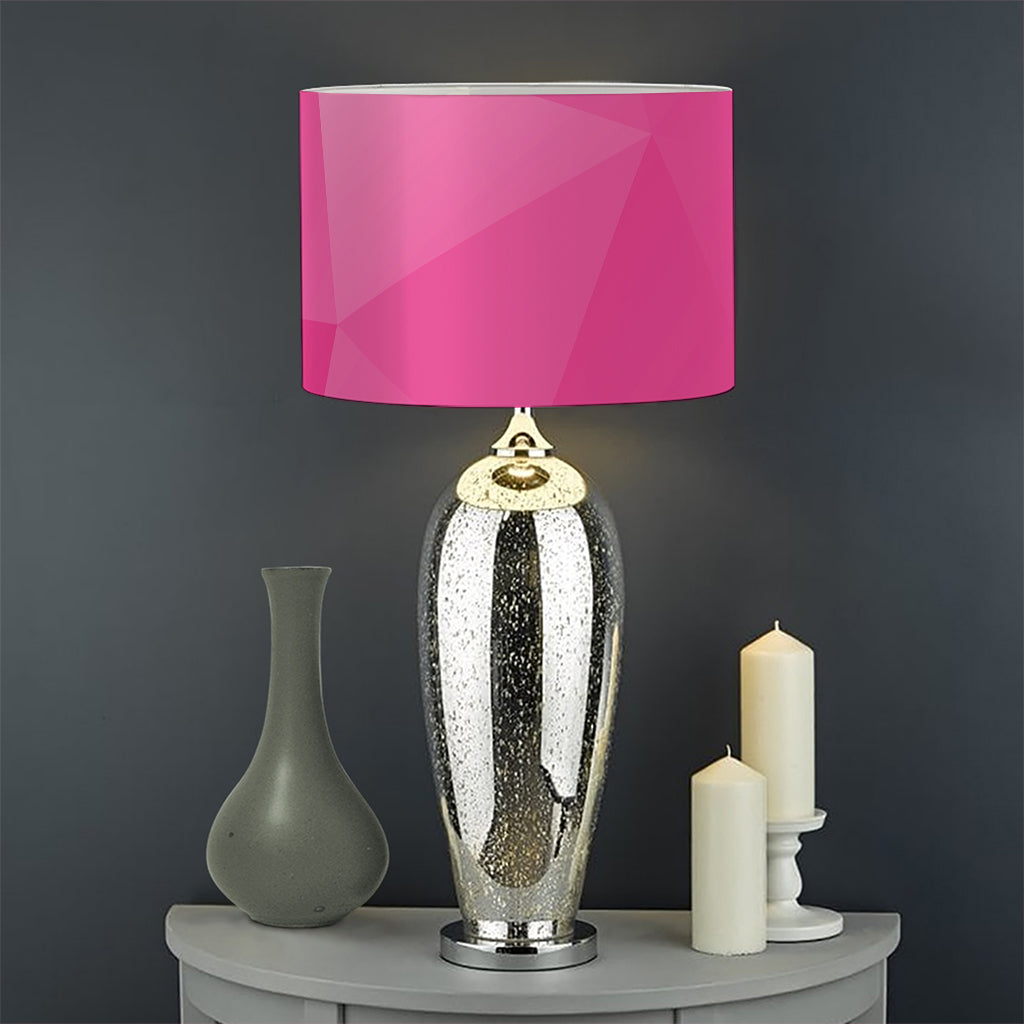 Pink Polygonal Geometric Print Drum Lamp Shade