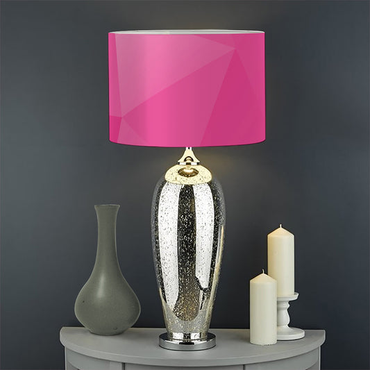 Pink Polygonal Geometric Print Drum Lamp Shade
