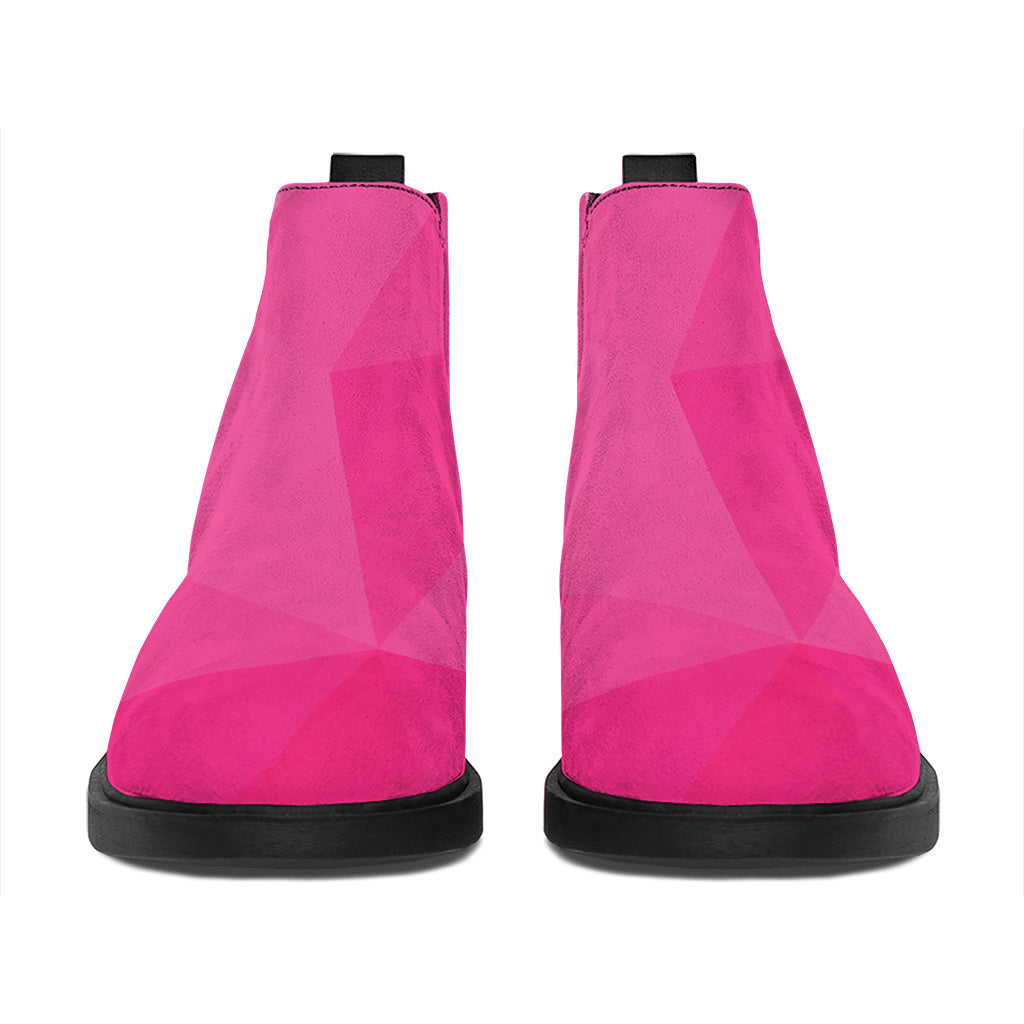 Pink Polygonal Geometric Print Flat Ankle Boots