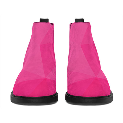 Pink Polygonal Geometric Print Flat Ankle Boots