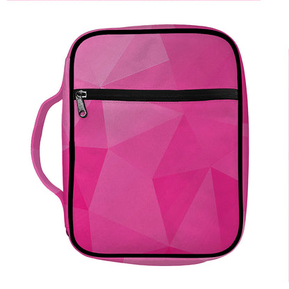 Pink Polygonal Geometric Print Front Pocket Bible Bag