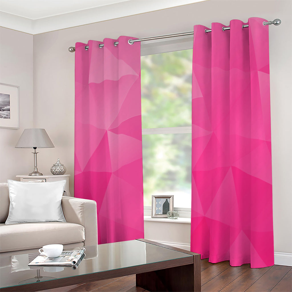 Pink Polygonal Geometric Print Grommet Curtains