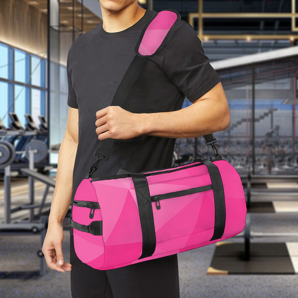 Pink Polygonal Geometric Print Gym Bag