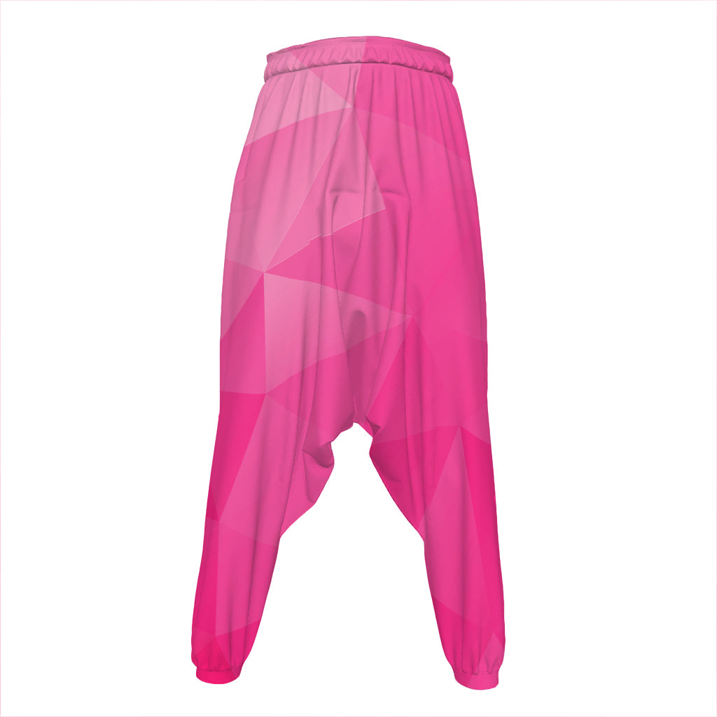 Pink Polygonal Geometric Print Hammer Pants