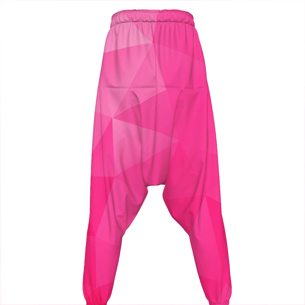 Pink Polygonal Geometric Print Hammer Pants