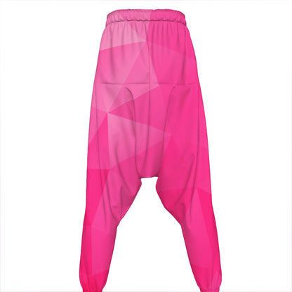 Pink Polygonal Geometric Print Hammer Pants