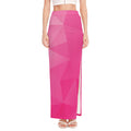 Pink Polygonal Geometric Print High Slit Maxi Skirt