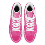 Pink Polygonal Geometric Print High Top Leather Sneakers