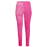 Pink Polygonal Geometric Print High-Waisted Pocket Leggings