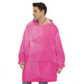 Pink Polygonal Geometric Print Hoodie Blanket