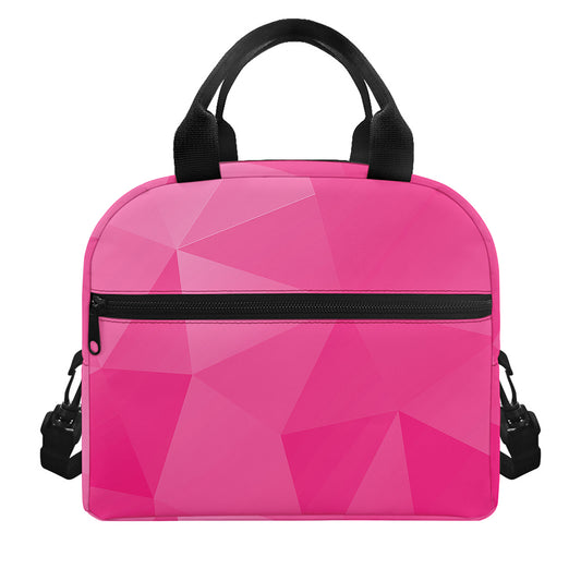 Pink Polygonal Geometric Print Insulated Lunch Bag
