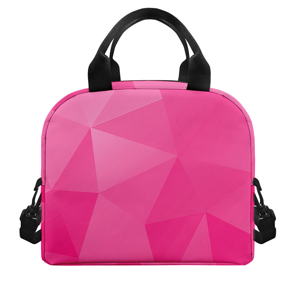 Pink Polygonal Geometric Print Insulated Lunch Bag