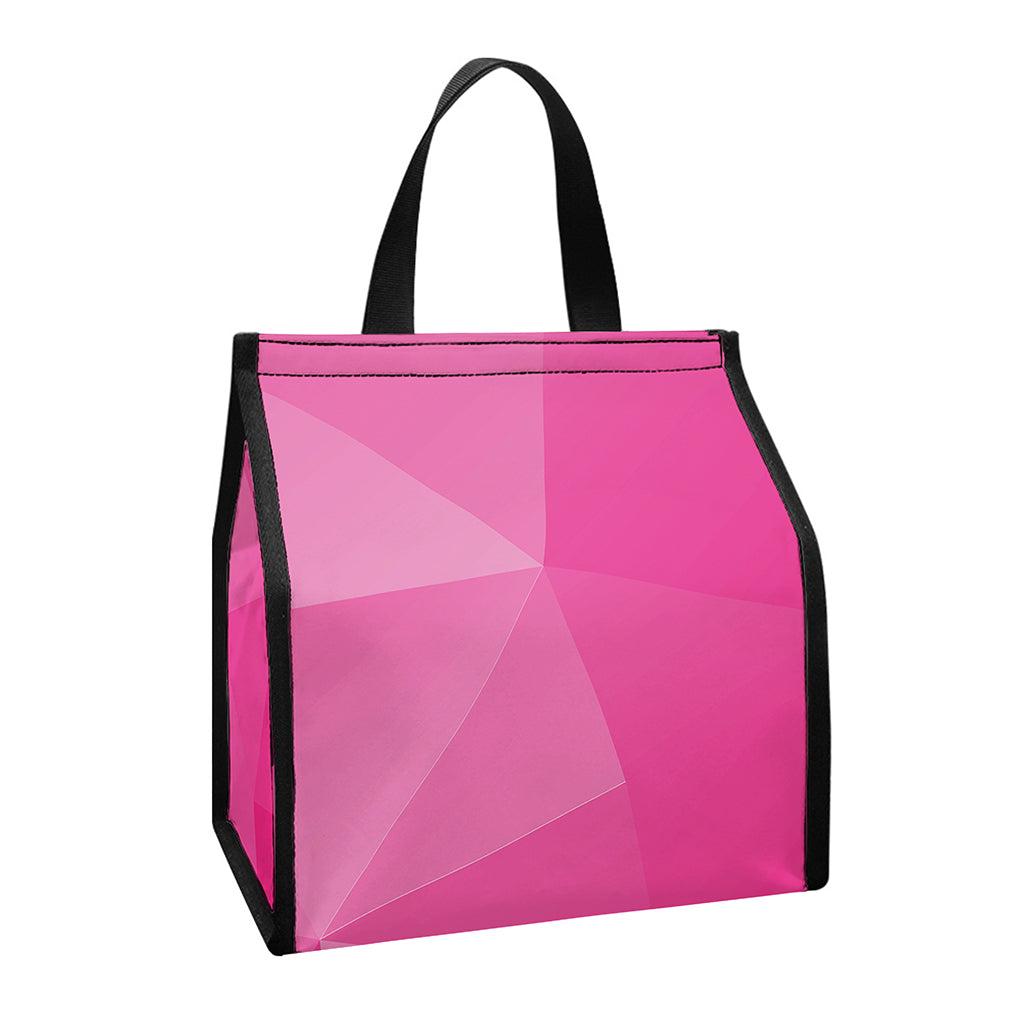 Pink Polygonal Geometric Print Insulated Lunch Tote
