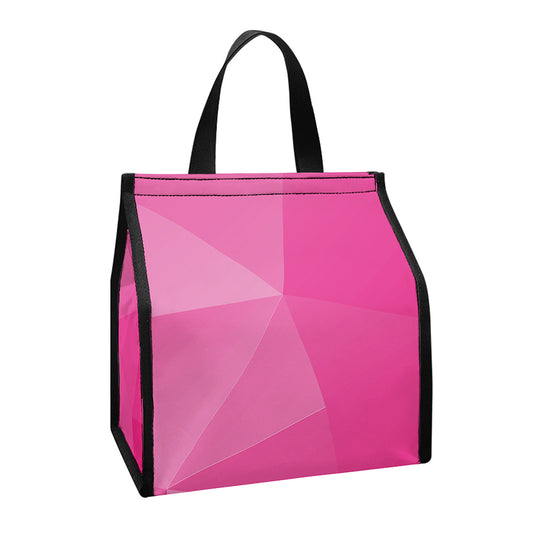 Pink Polygonal Geometric Print Insulated Lunch Tote