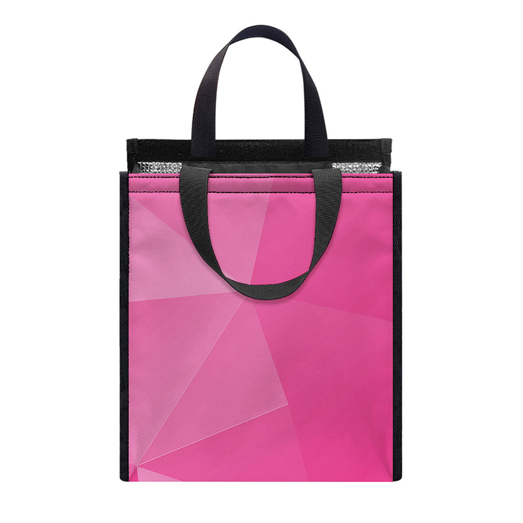 Pink Polygonal Geometric Print Insulated Lunch Tote