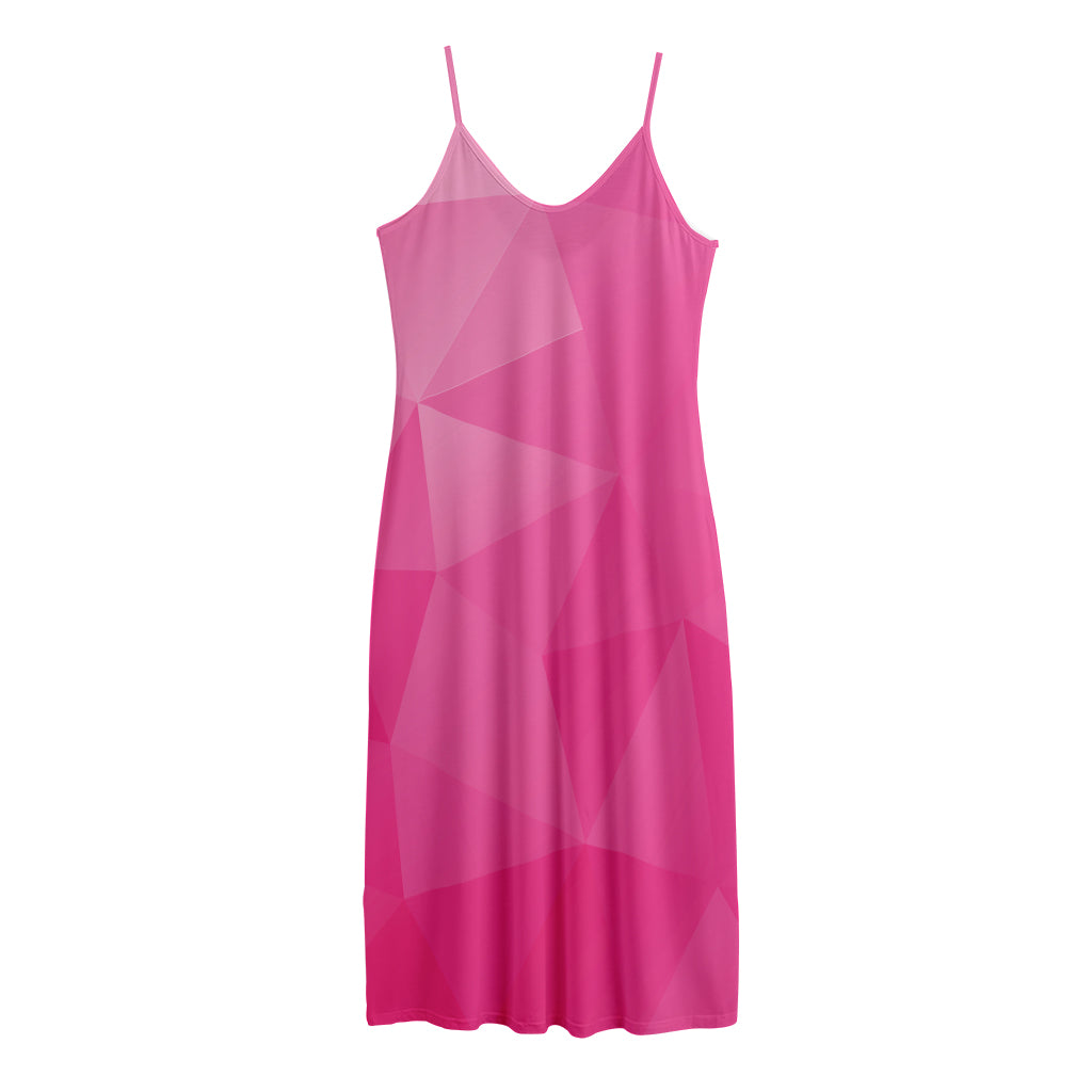 Pink Polygonal Geometric Print Jersey Midi Cami Dress