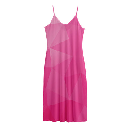 Pink Polygonal Geometric Print Jersey Midi Cami Dress