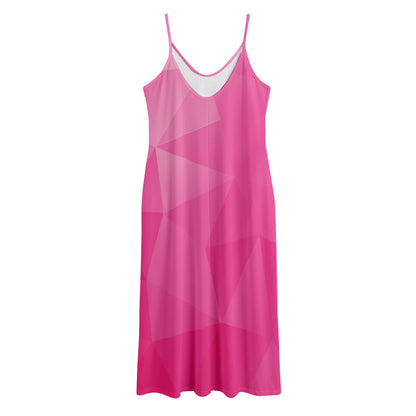 Pink Polygonal Geometric Print Jersey Midi Cami Dress