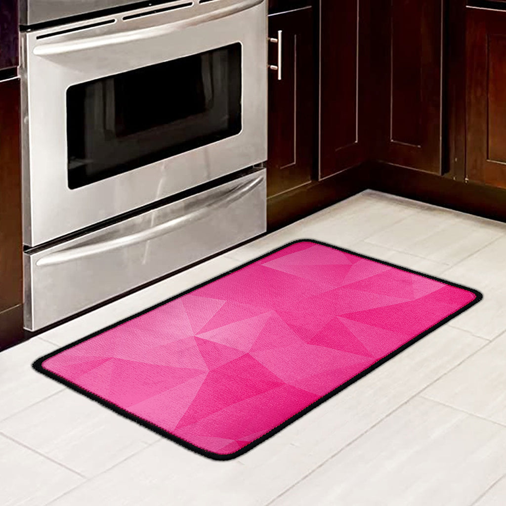 Pink Polygonal Geometric Print Kitchen Mat
