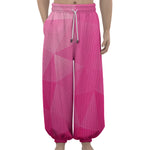 Pink Polygonal Geometric Print Lantern Pants