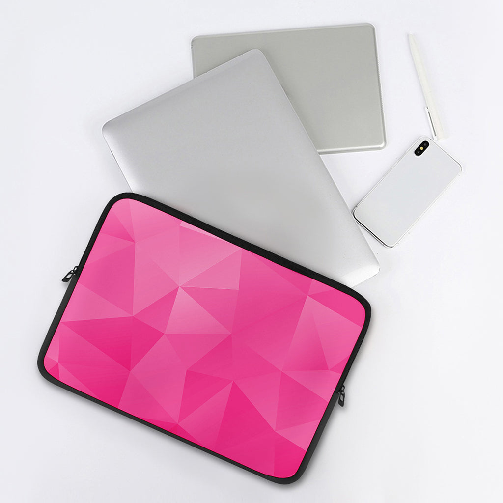 Pink Polygonal Geometric Print Laptop Sleeve