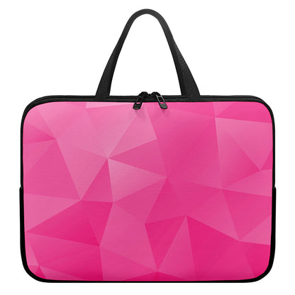 Pink Polygonal Geometric Print Laptop Sleeve With Handle