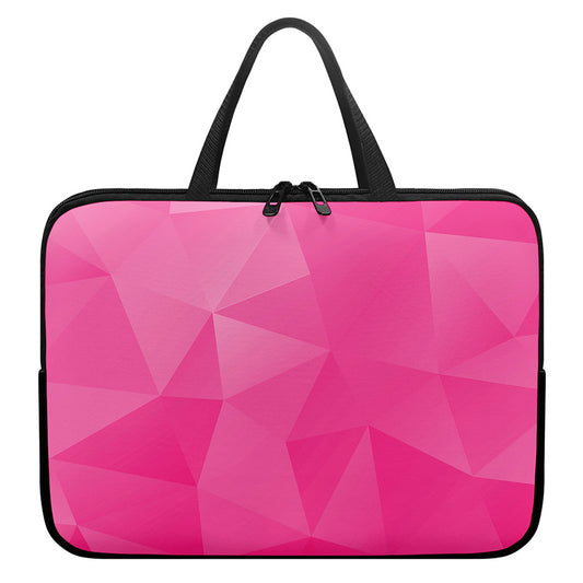 Pink Polygonal Geometric Print Laptop Sleeve With Handle