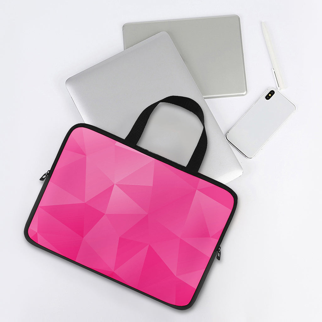 Pink Polygonal Geometric Print Laptop Sleeve With Handle