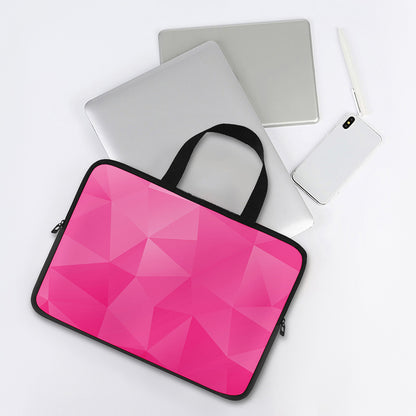 Pink Polygonal Geometric Print Laptop Sleeve With Handle