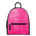 Pink Polygonal Geometric Print Leather Backpack