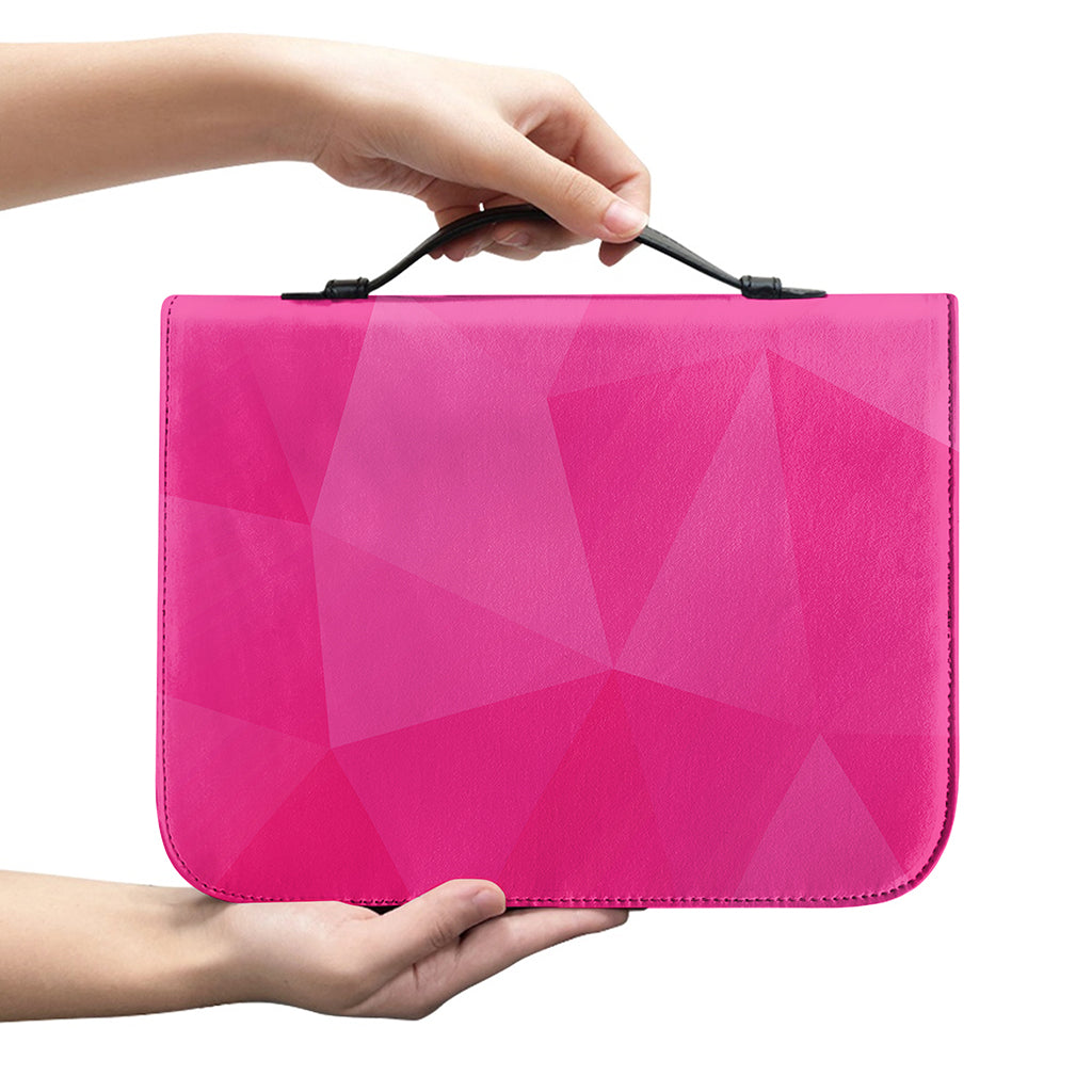 Pink Polygonal Geometric Print Leather Bible Cover