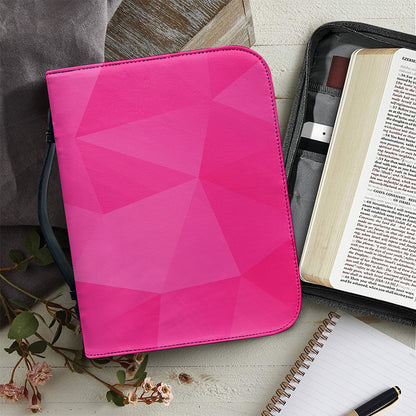 Pink Polygonal Geometric Print Leather Bible Cover