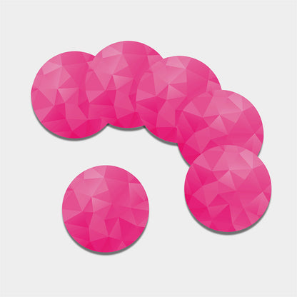 Pink Polygonal Geometric Print Leather Coaster Set