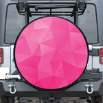 Pink Polygonal Geometric Print Leather Spare Tire Cover