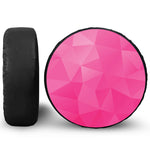 Pink Polygonal Geometric Print Leather Spare Tire Cover