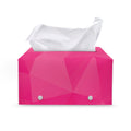 Pink Polygonal Geometric Print Leather Tissue Box Cover