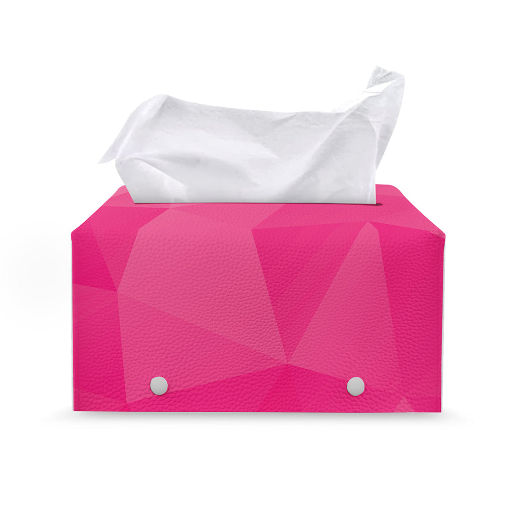 Pink Polygonal Geometric Print Leather Tissue Box Cover