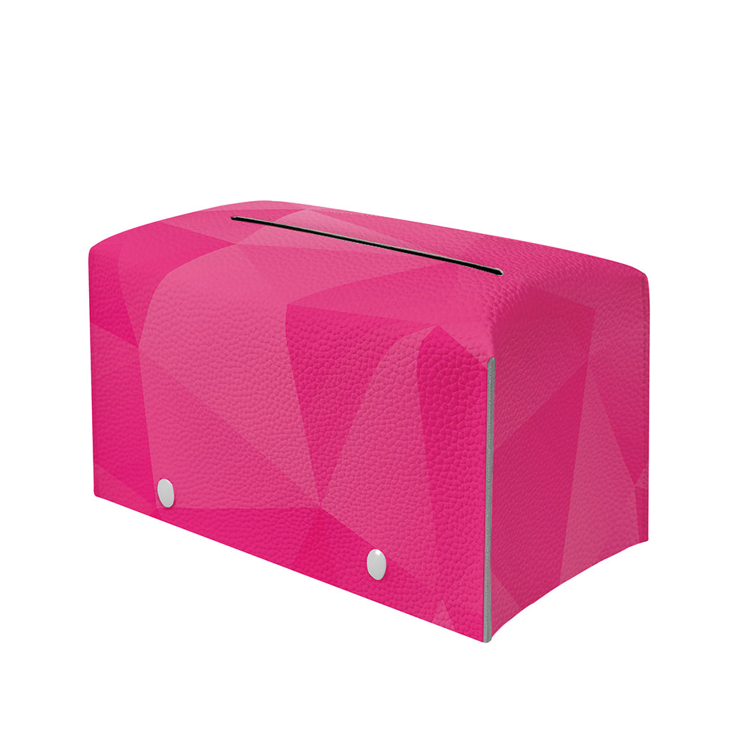 Pink Polygonal Geometric Print Leather Tissue Box Cover
