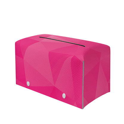 Pink Polygonal Geometric Print Leather Tissue Box Cover