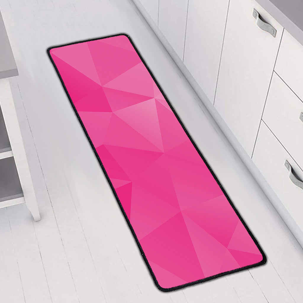 Pink Polygonal Geometric Print Long Kitchen Mat