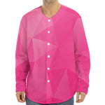 Pink Polygonal Geometric Print Long Sleeve Baseball Jersey