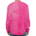 Pink Polygonal Geometric Print Long Sleeve Baseball Jersey