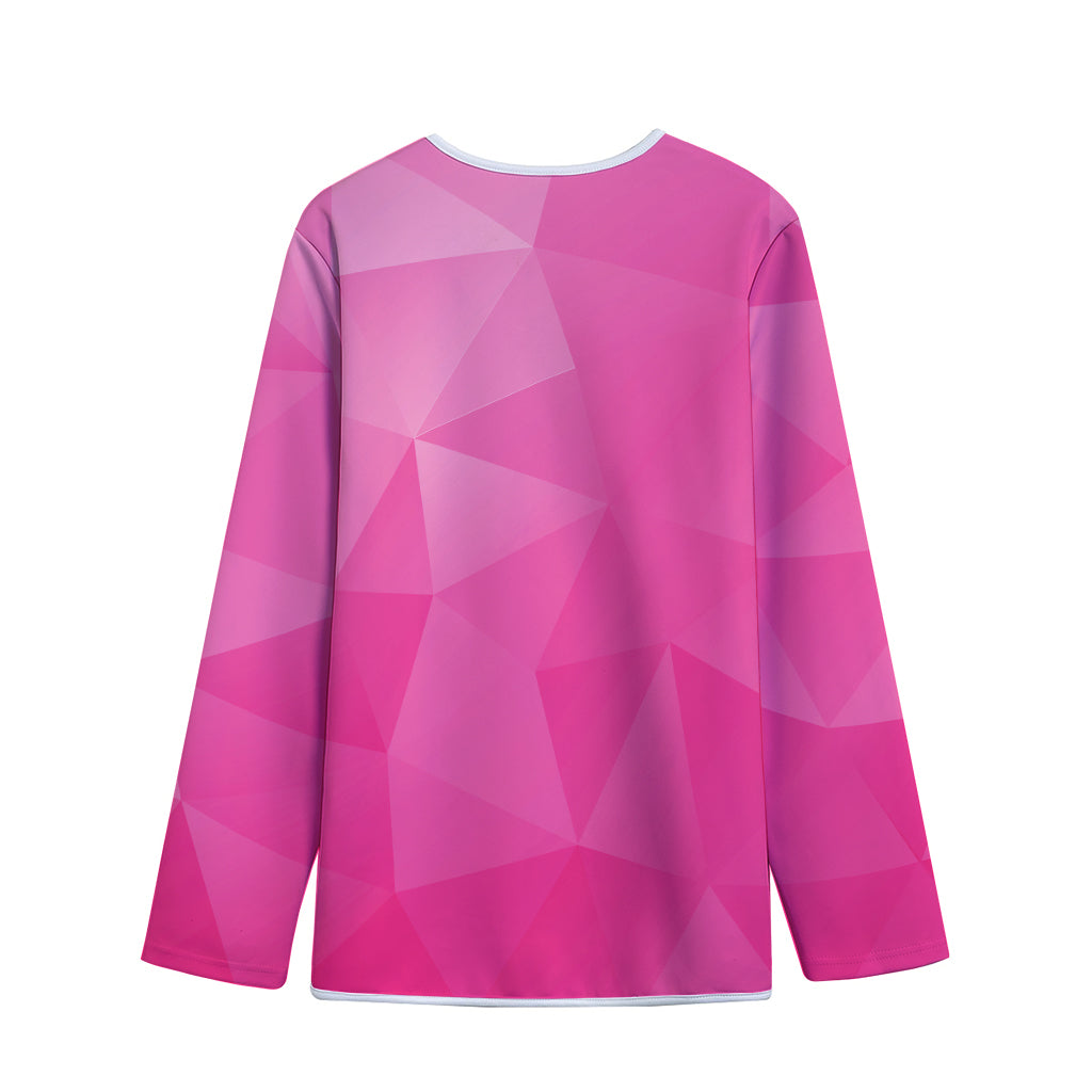 Pink Polygonal Geometric Print Long Sleeve Short Coat
