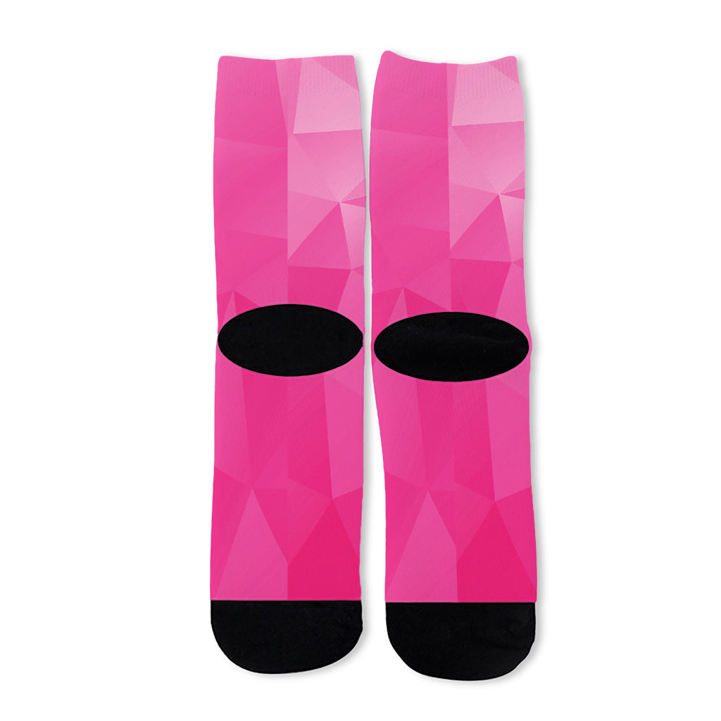 Pink Polygonal Geometric Print Long Socks