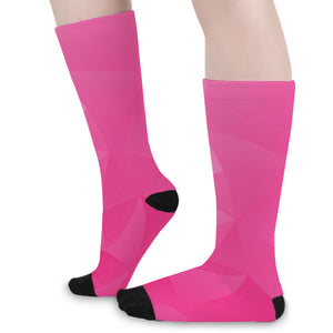 Pink Polygonal Geometric Print Long Socks