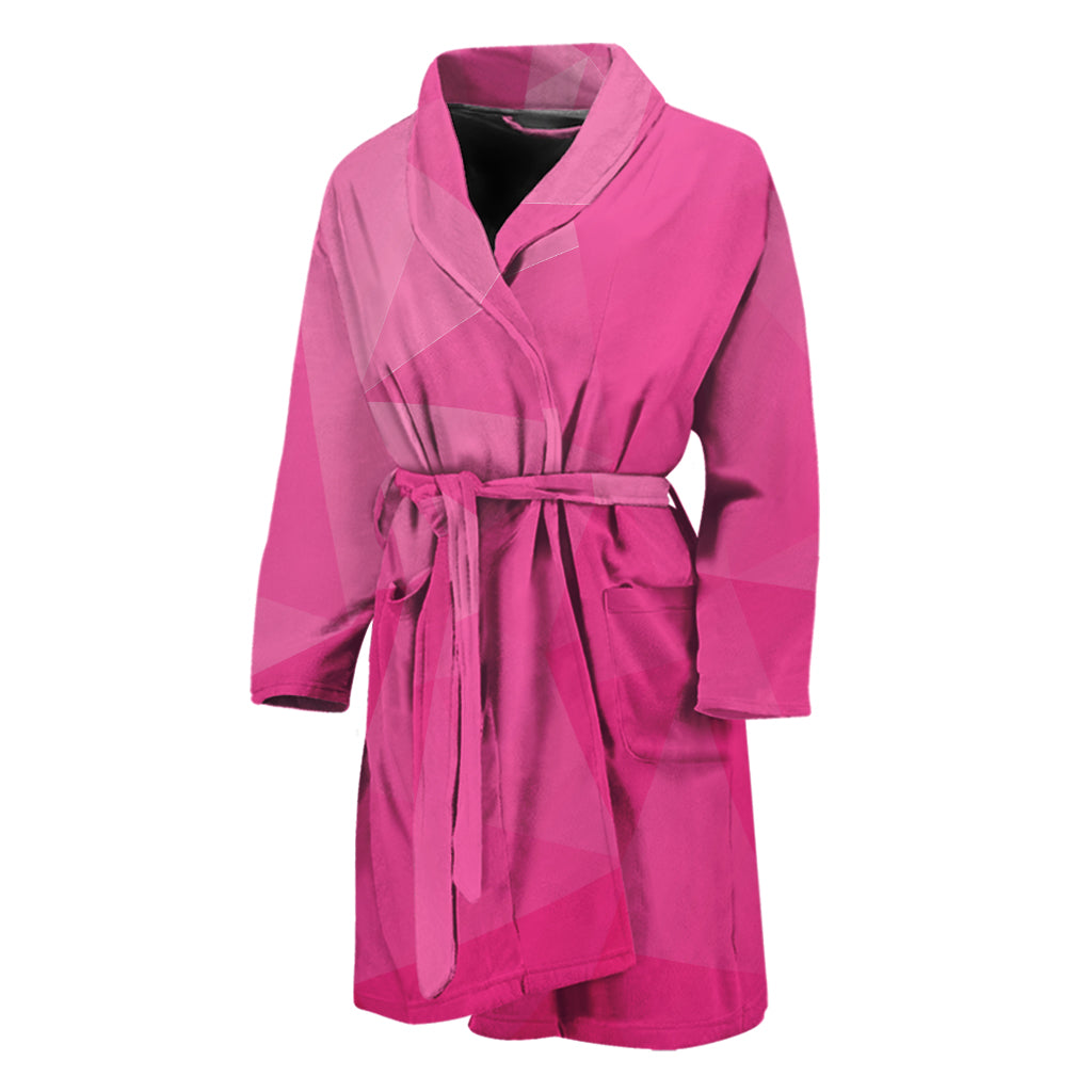 Pink Polygonal Geometric Print Men's Bathrobe