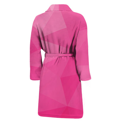 Pink Polygonal Geometric Print Men's Bathrobe